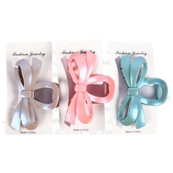 Hair Claw Clip W/Bow Asst Color 1 Pc
