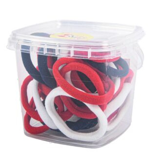 Hair Elastics Red/White/Blue & Black
