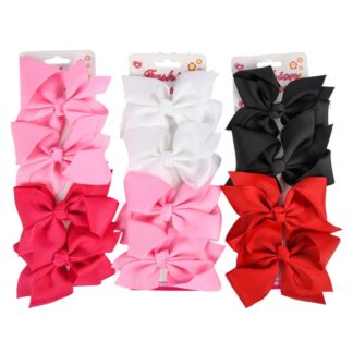 Fashion Hair Bow Clip Asst Color 4 Pc