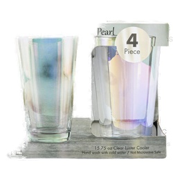 Radiance Glass Cup White Pearl 15.75 Oz 4 Pk