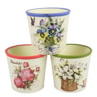 Ceramic Plant Pot Asst Floral Print 4.5X4X3.5"