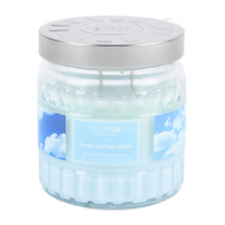 Club92 Scent Glass Candle Fresh Cotton Skies 8 Oz