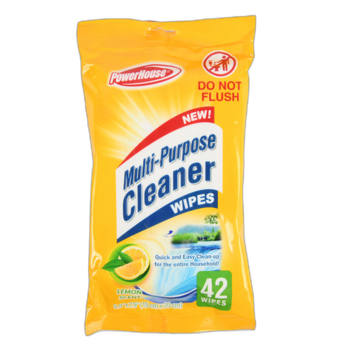 Power House Multi-Purpose Cleaner Wipes Lemon 42 Ct