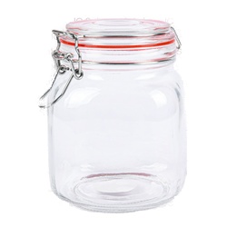 Kocina Glass Jar Clear W/Hermetic Clip 33.8 Oz