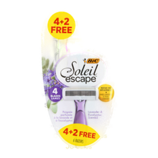 Bic Soleil Escape Razor 4Blade Lav/Eucalip 4+2 Pk