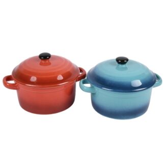 Round Casserole W/Lid Asst Color 9.6 Oz
