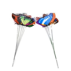 Planter Picks Butterfly W/Metal Stake 12" 6 Pc Pvc