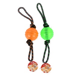 Dog Toy Rope Chew W/Ball Asst Colors In Pdq