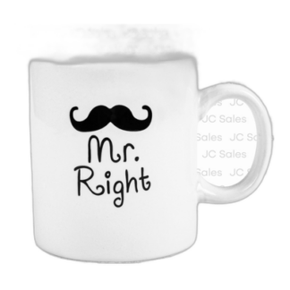 Ceramic Mug "Mr. Right" White Color