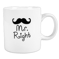Ceramic Mug "Mr. Right" White Color