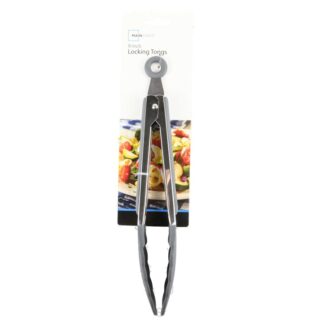 Mainstays Stain Steel & Silicone Locking Tongs 9 In