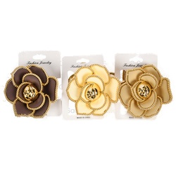 Hair Claw Clip Rose Asst Color W/Gold Trim