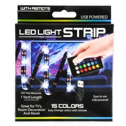 Led Light Strip W/Remote Usb Powrd 15 Color 1 Yard