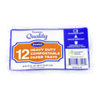 Axxion Compostable Paper Trays White 8.5X6" 12 Ct