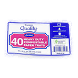 Axxion Compostable Paper Trays White 8.5X6" 40 Ct