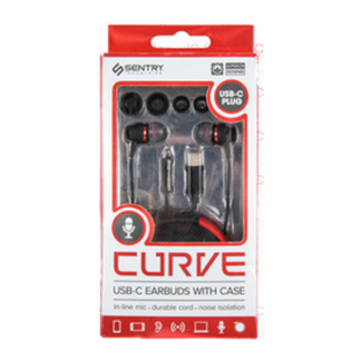 Sentry Curve Usb-C Earbuds W/Case Black/Red