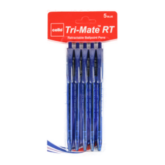 Tri Mate Rt Retractable Ballpoint Pen Blue 5 Pk