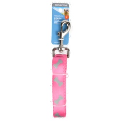 Vibrant Pet Reflective Bones Leash Pink 6'