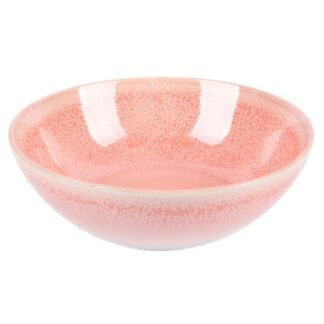 Ceramic Bowl Pink/White Stripes 7 In