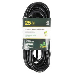 Outdoor Extension Cord Black 25 Ft 1625 Wt