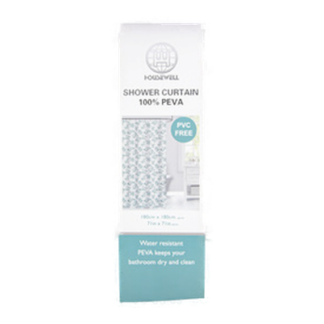 Printed Shower Curtain Peva W/Hooks Asst 71X71"