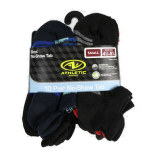 Athletic Boys Socks No Show Asst 10 Pr
