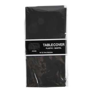 Plastic Table Cover Round Black 84 In
