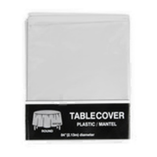 Plastic Table Cover Round Silver 84 In