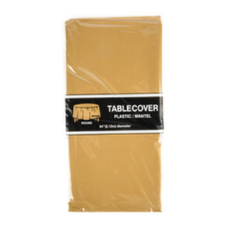Plastic Table Cover Round Gold 84 In