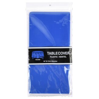 Plastic Table Cover Round Royal Blue 84 In