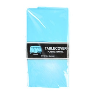 Plastic Table Cover Round Turquoise 84 In
