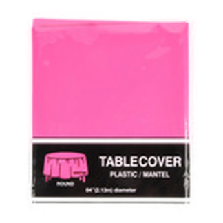 Plastic Table Cover Round Fuchsia 84 In
