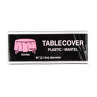Plastic Table Cover Round Pink 84 In