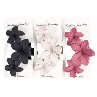 Hair Claw Clip Plumeria Flower Asst Matte Color