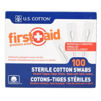 U.S. Cotton First Aid Sterile Cotton Swabs 100 Ct