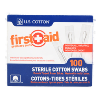 U.S. Cotton First Aid Sterile Cotton Swabs 100 Ct