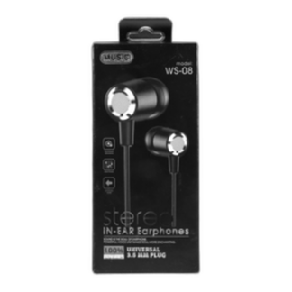 Stereo In-Ear Earphones Universal 3.5 Mm Plug Blk