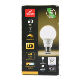 Globe Led Bulb Warm Light 60 Watt 1 Pc