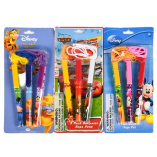 Disney Ballpoint Pens W/Rope Asst Characters 3 Pk