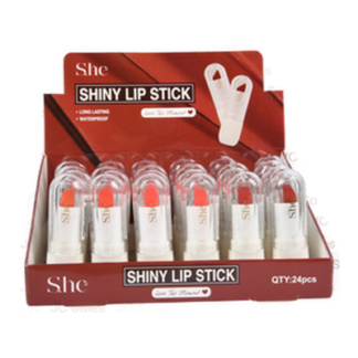S.He Shiny Lip Stick Waterproof Warm Red Colors