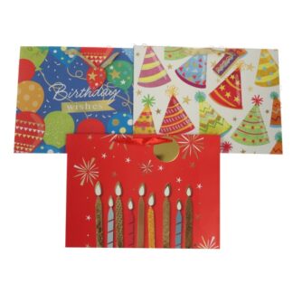 Happy Bday Gift Bag Foil Accent Ribbn Handl Asst Wxl