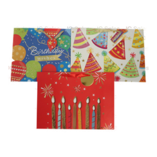 Happy Bday Gift Bag Foil Accent Ribbn Handl Asst Wxl