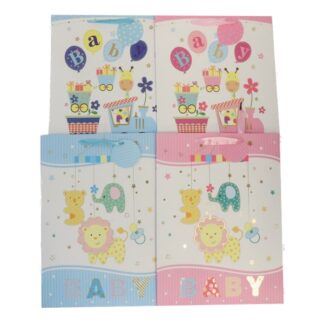 Baby Boy Gift Bag Foil Accent Ribbon Handl Asst Xlg