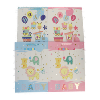Baby Boy Gift Bag Foil Accent Ribbon Handl Asst Xlg