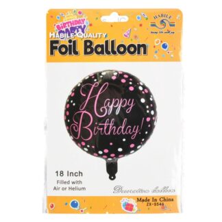 Foil Balloon "Happy Birthday" W/Dots Round 18 In