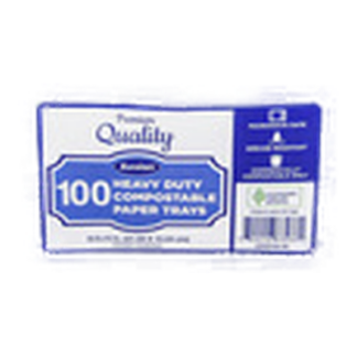 Axxion Compostable Paper Trays White 8.5 X 6 In 100 Ct