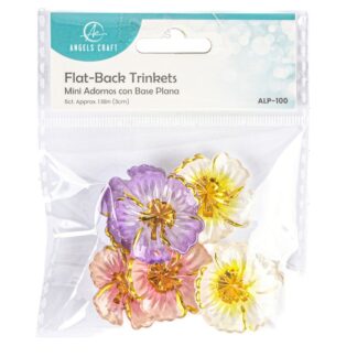 Flat Back Trinkets Tropical Flowers Asst 6 Ct