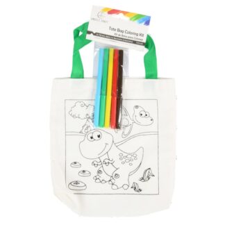 Dinosaur Coloring Tote Bag With Markers Kit