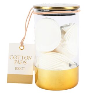 Cotton Pad Glass Jar W/Gold Color Lid 100 Ct