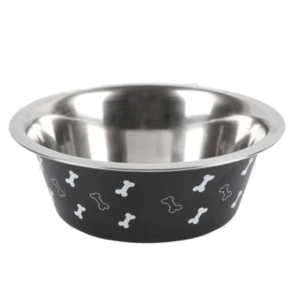 Dog Bowl Stainless Steel Mini Bones Black 54.10 Oz